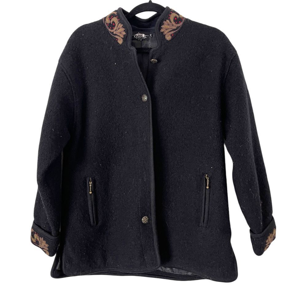Icelandicsw Design Wool‎ Embroidered Sweater Coat Lined S